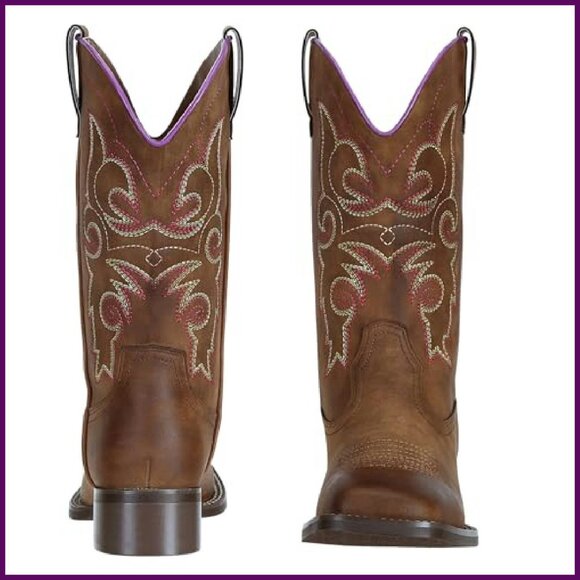 Wide Calf Square Toe Cowboy Boots Mid-Calf Western Boots Women's - Picture 4 of 8
